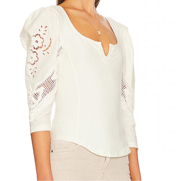 Free People Brunch Date Top in Moon Glow, NWT, Size XL - Picture 3 of 9